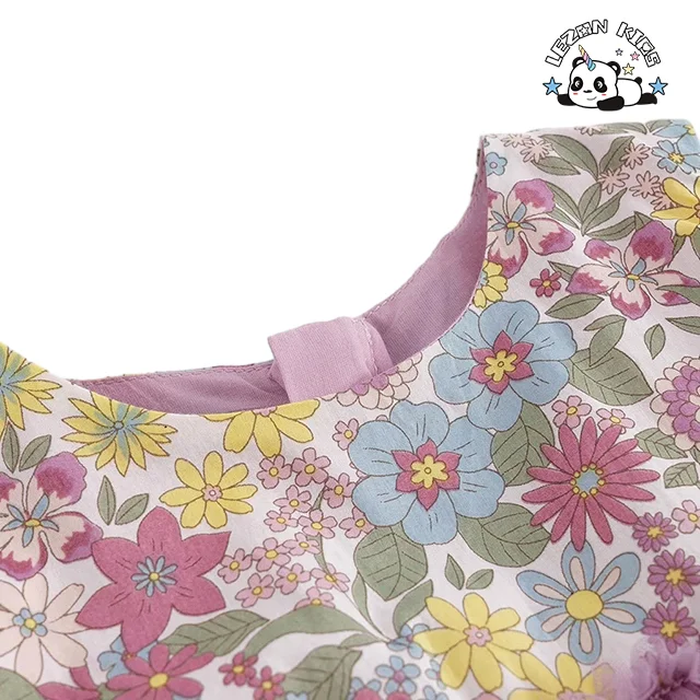 LEZONKIDS - Vestido de princesa de tule personalizável por atacado para meninas pequenas, sem mangas, estampado com flores para crianças de 2 a 14 anos